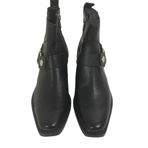 DKNY Boots Womens 5.5 M Black Mina Western Bootie Leather Almond Toe Ankle - Picture 2 of 6